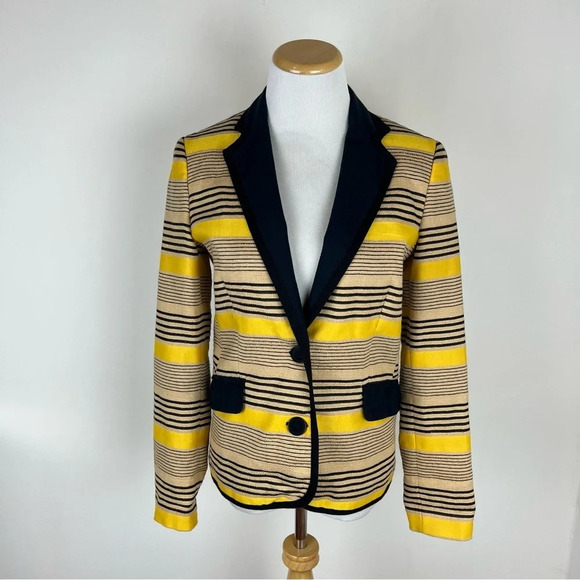 Sea New York Striped Blazer Jacket Yellow Black Size 2 - Picture 1 of 4